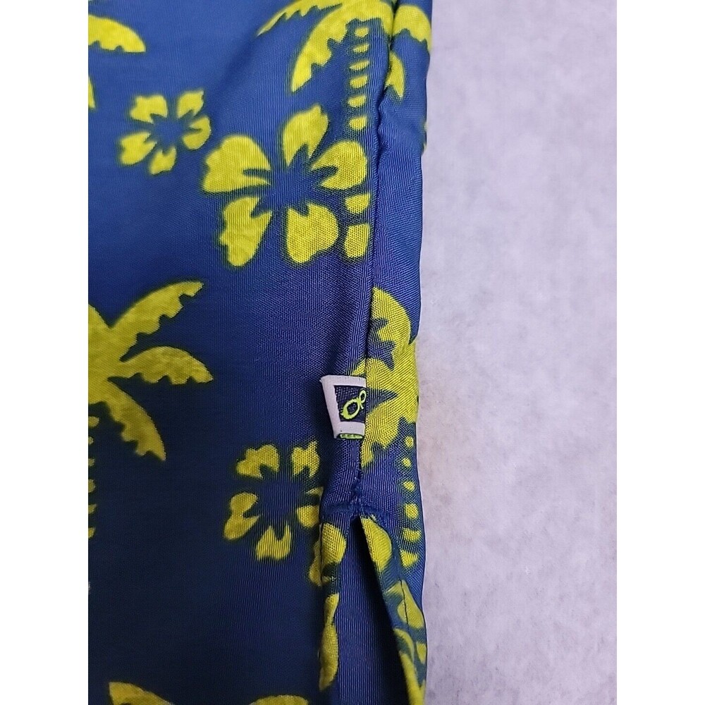 VTG OP Ocean Pacific Hawaiian Shirt Mens L Blue Green Girls Floral Palm Loop - Picture 7 of 12